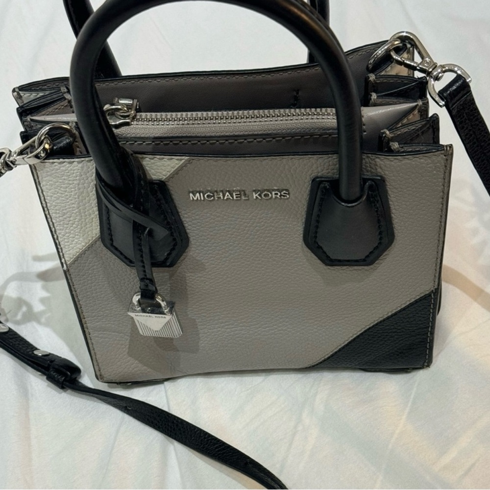Michael Kors Gray and Black Crossbody Bag with Silver Hardware